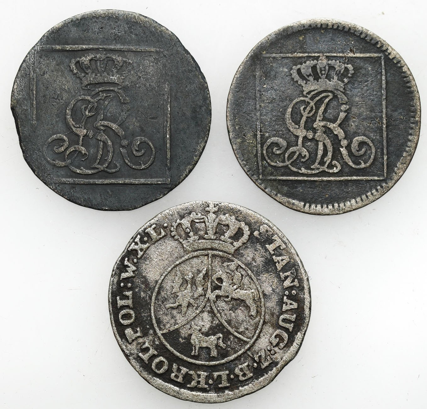 Stanisław August Poniatowski. Grosz 1766, 1768, 10 groszy 1789, Warszawa, zestaw 3 monet