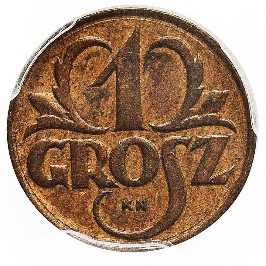 II RP. 1 grosz 1923, PRÓBA, PCGS SP63RB, K-N,  brąz