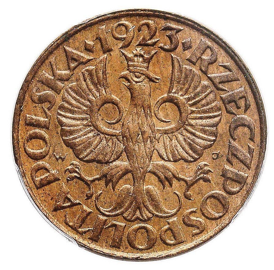 II RP. 1 grosz 1923, PRÓBA, PCGS SP63RB, K-N,  brąz