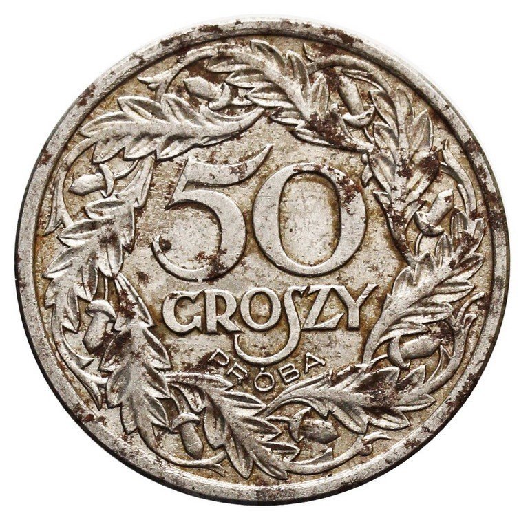 II RP. 50 groszy 1938, PRÓBA, żelazo