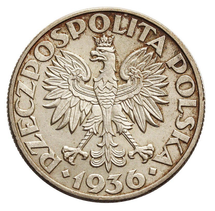II RP. 5 złotych 1936, żaglowiec, PRÓBA, srebro