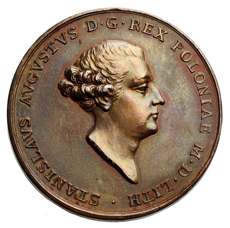 Stanisław August Poniatowski.  Medal koronacyjny 1764, Londyn, brąz