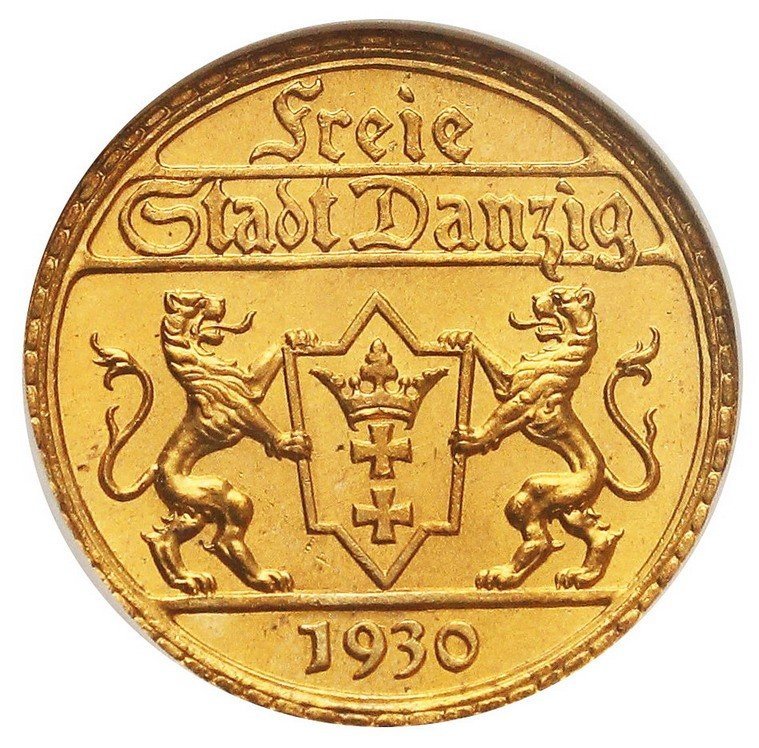 Wolne Miasto Gdańsk 25 guldenów 1930, NGC MS65