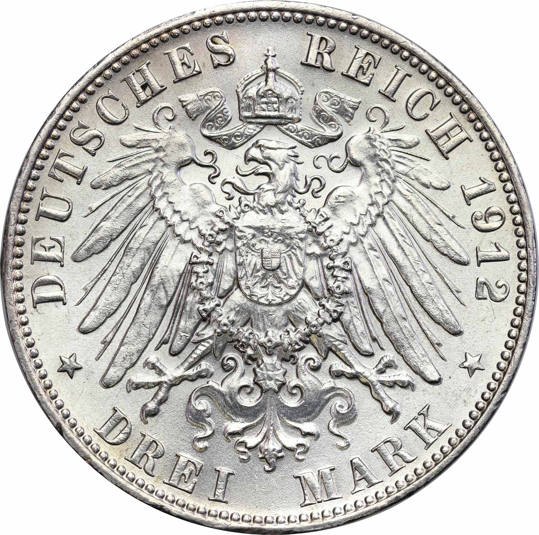 Niemcy, Saksonia. 3 marki 1912 E, Muldenhütten
