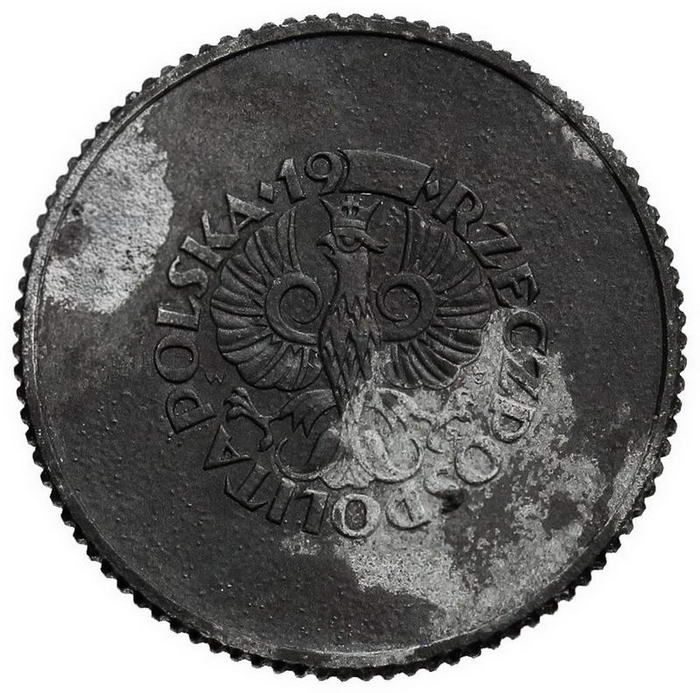 II RP. 5 groszy 19(-), PRÓBA, cynk, UNIKAT z kolekcji W. Głuchowskiego