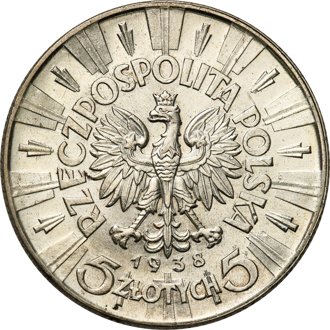 II RP. 5 złotych 1938 Piłsudski - RZADSZE