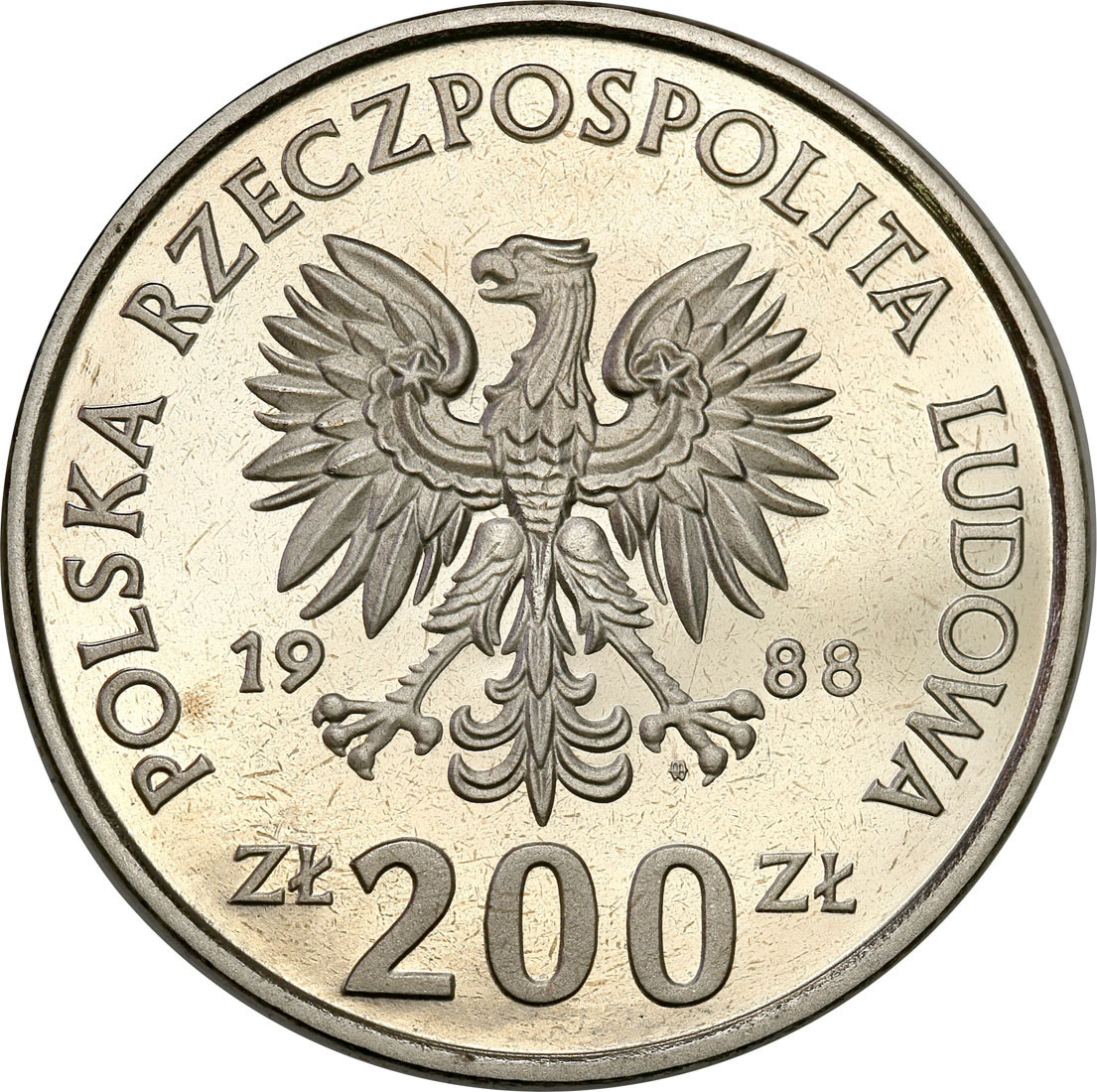 PRL. PRÓBA Nikiel 200 złotych 1988 FIFA Włochy