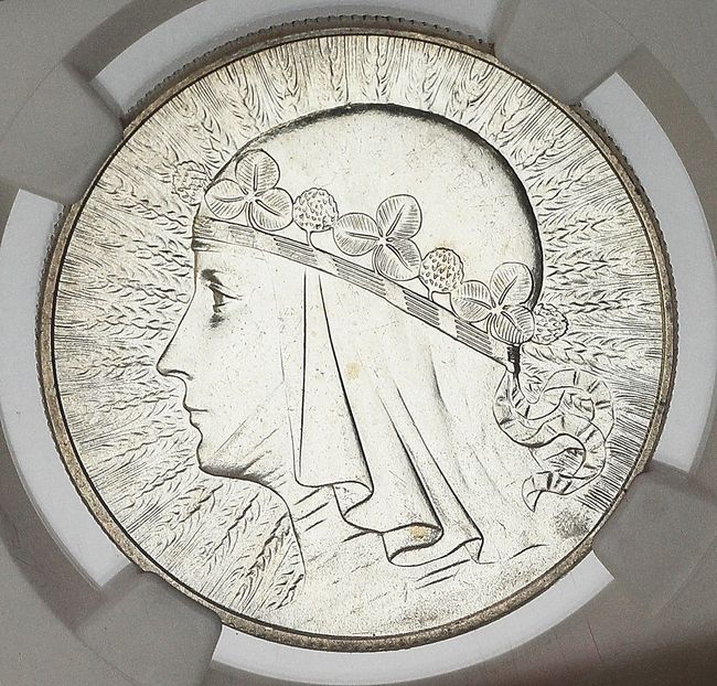 II RP. 10 złotych 1933, głowa kobiety, PRÓBA?, srebro, stempel lustrzany