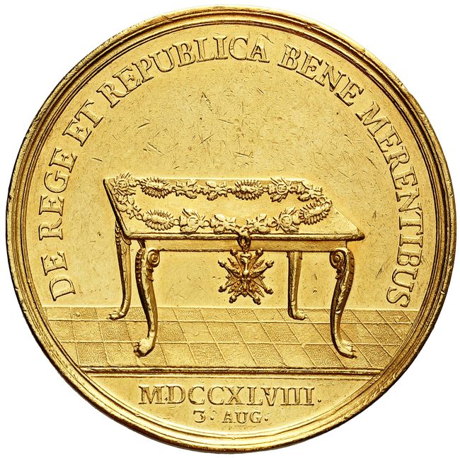 August III Sas. Medal nagrodowy 1748 wagi 25 dukatów, Drezno, Christian Zygmunt Wermuth