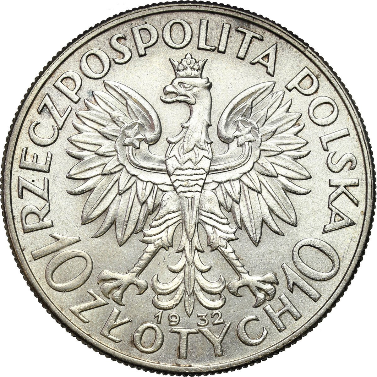 II RP. 10 złotych 1932 głowa kobiety (bez znaku mennicy)