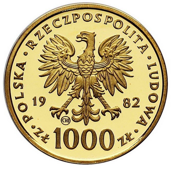 Polska po 1945. Jan Paweł II Papież 1000 złotych 1982, stempel lustrzany