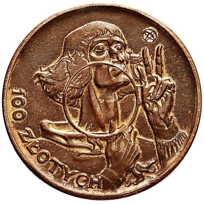 II RP. 100 złotych, Kopernik, PRÓBA, brąz