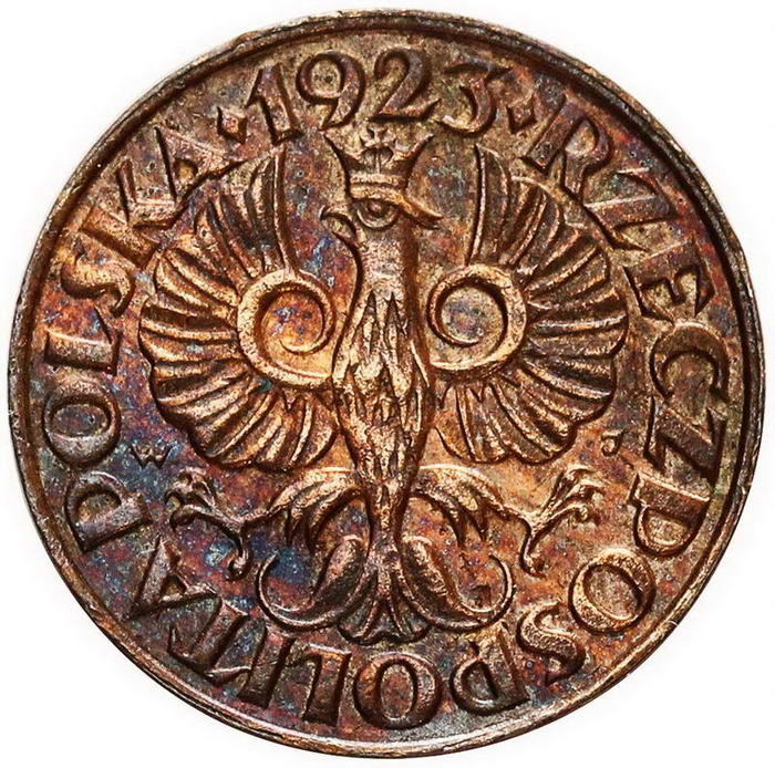 II RP. 1 grosz 1923, Kings Norton, PRÓBA, brąz z kolekcji W. Głuchowskiego