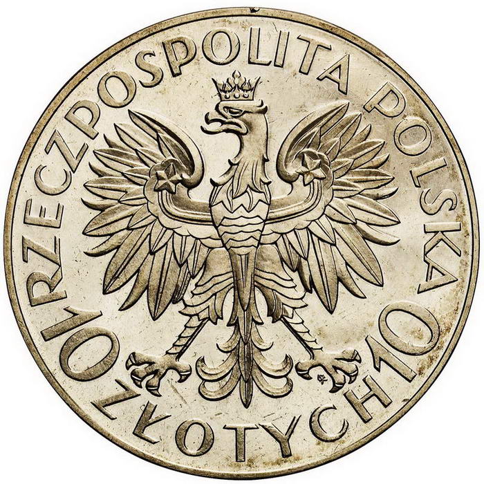 II RP. 10 złotych 1933, Jan III Sobieski, PRÓBA, srebro, stempel lustrzany z kolekcji W. Głuchowskiego