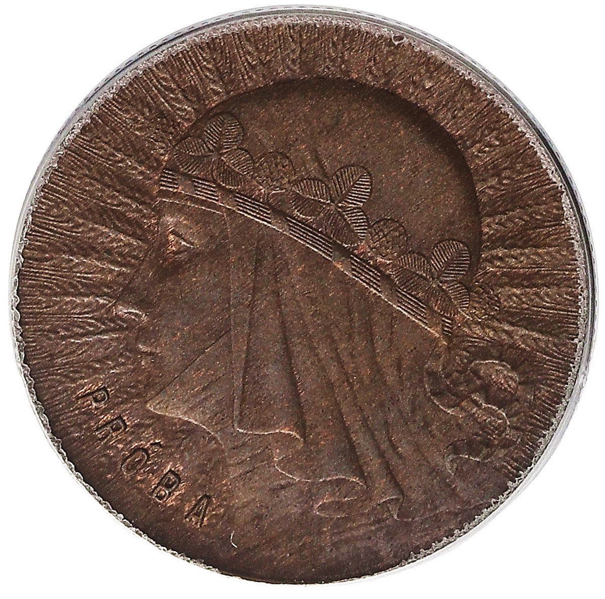 II RP. 1 złoty 1932, głowa kobiety, PRÓBA, brąz