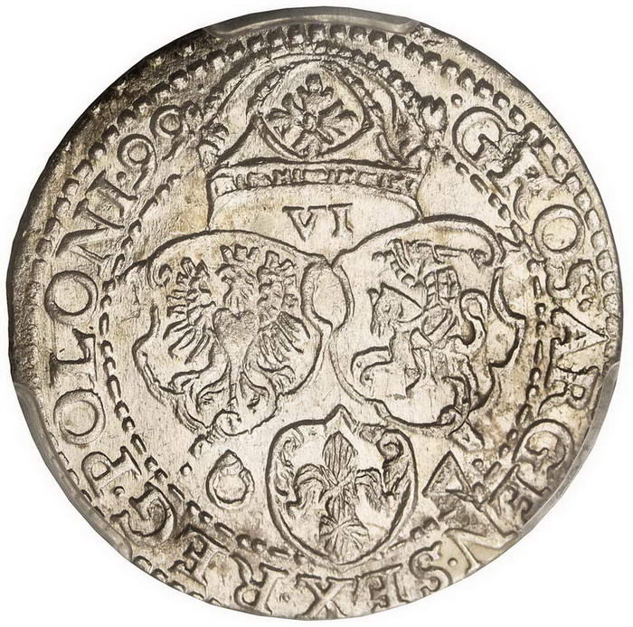Zygmunt III Waza. Szóstak 1599, Malbork, PCGS MS62