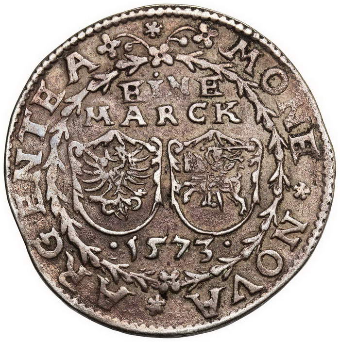 Zygmunt II August. Inflanty, 1 Marka 1573, Dahlholm