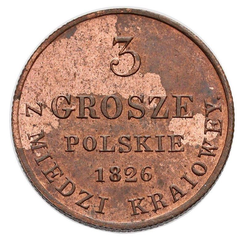 Polska XIX wiek / Rosja. 3 grosze polskie 1826, Warszawa