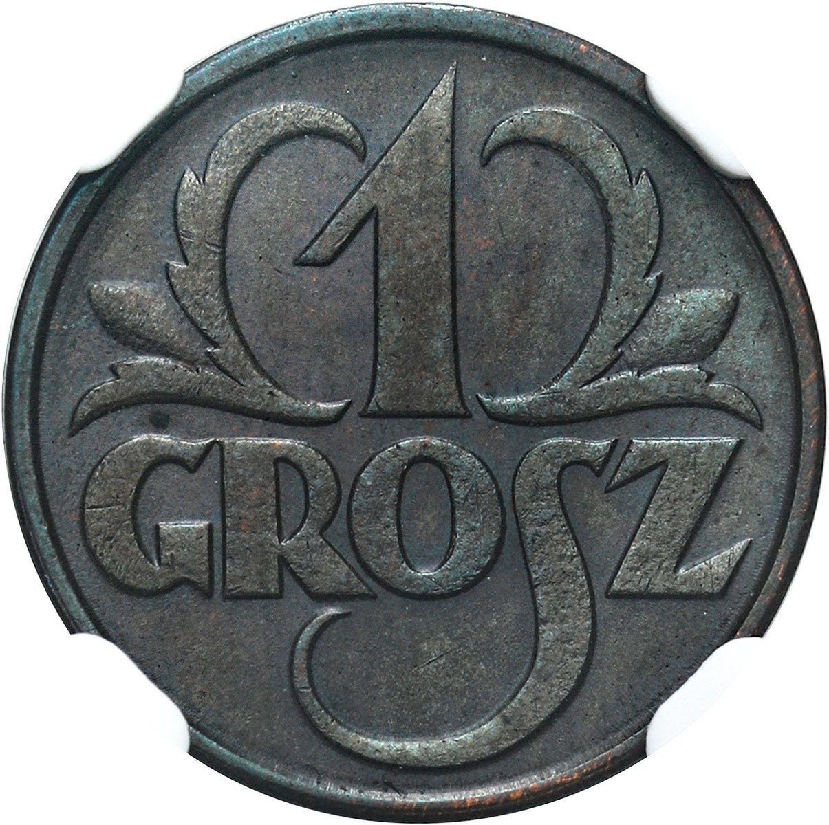 II RP. 1 grosz 1930 NGC MS65 BN (2 MAX) - NAJRZADSZY ROCZNIK