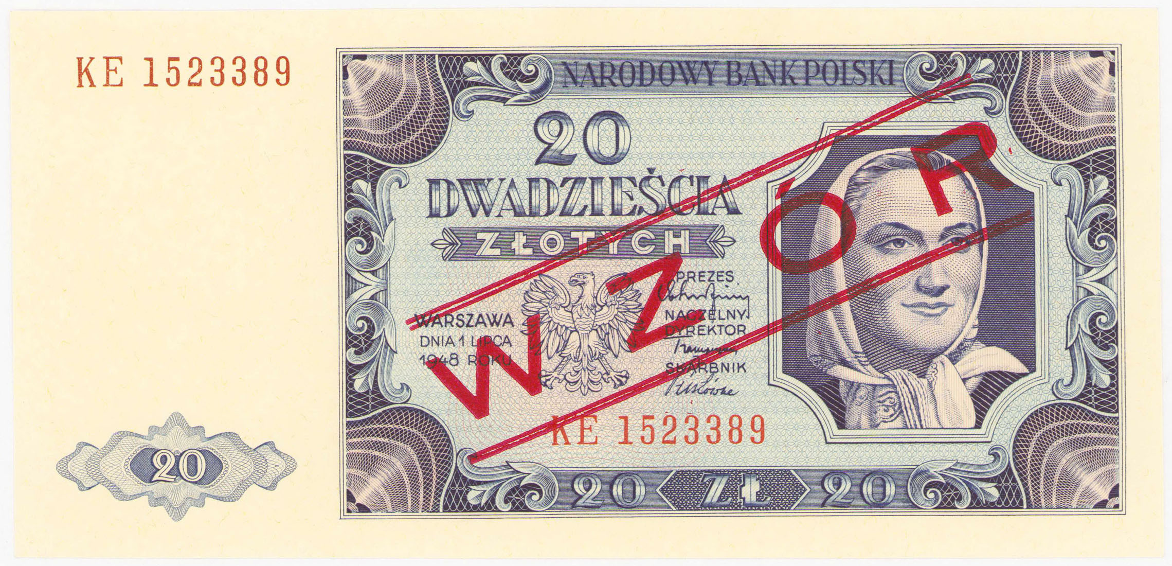 20 złotych 1948 seria KE