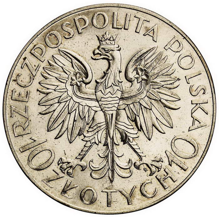 II RP. 10 złotych 1933, Romuald Traugutt, PRÓBA, srebro z kolekcji W. Głuchowskiego
