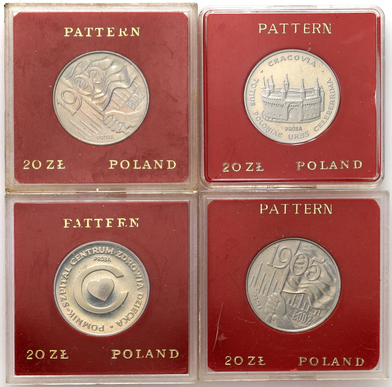 PRL. PRÓBA miedzionikiel 20 złotych 1979-1981, zestaw 4 sztuk