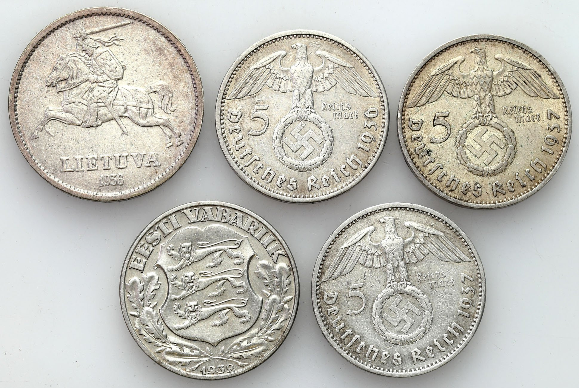 Europa – Niemcy, Estonia, Litwa, zestaw 5 monet