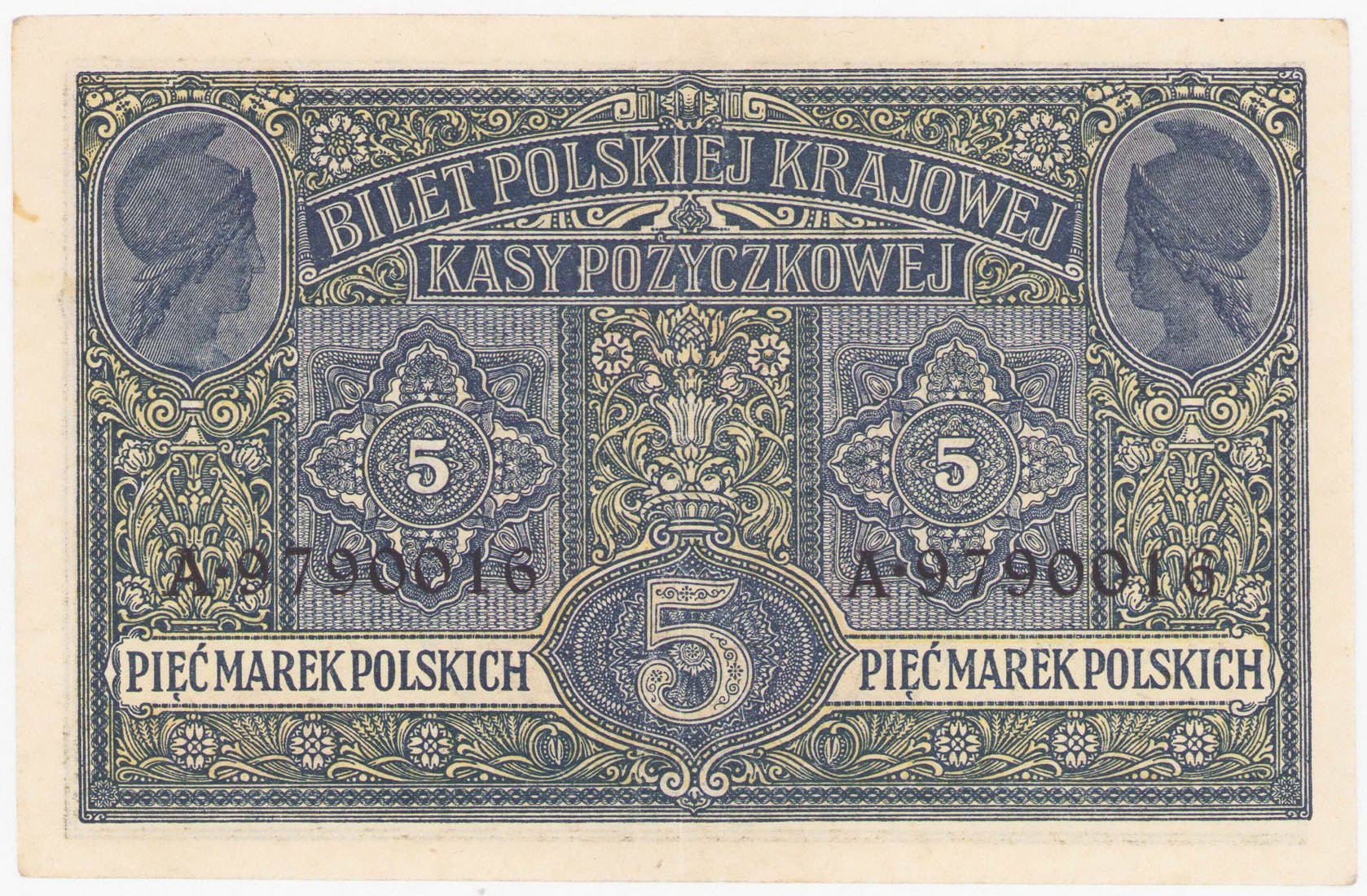 5 marek polskich 1916 seria A, Generał, biletów