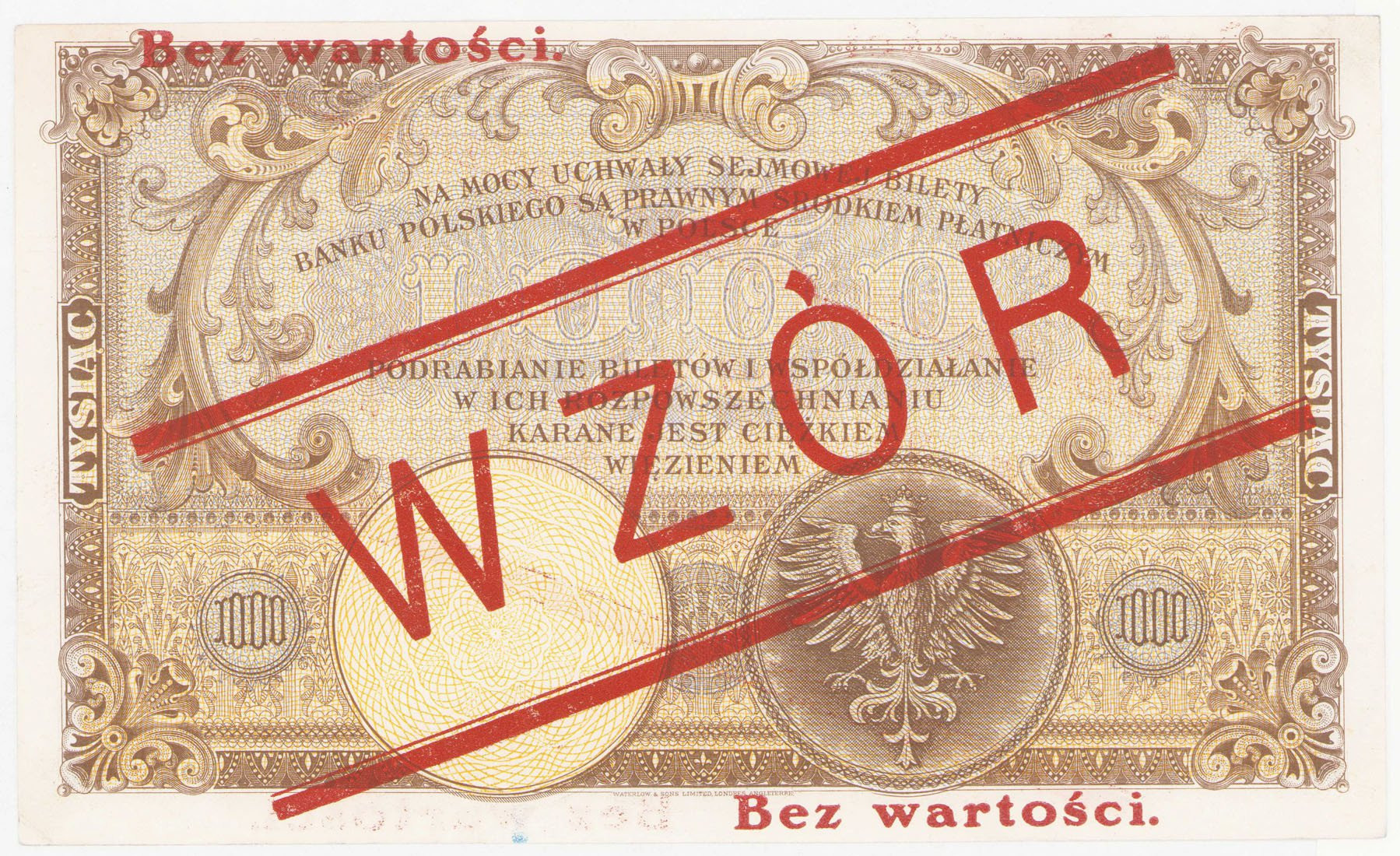 WZÓR 1.000 złotych 1919 Kościuszko seria A - wysoki nadruk - RZADKOŚĆ R4