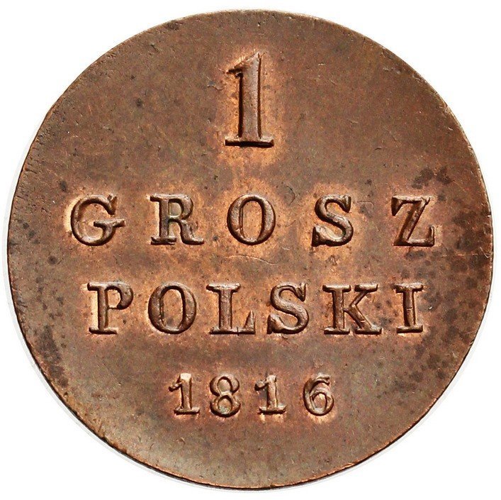 Królestwo Polskie. Aleksander I, 1 grosz polski 1816 IB, Warszawa, nowe bicie
