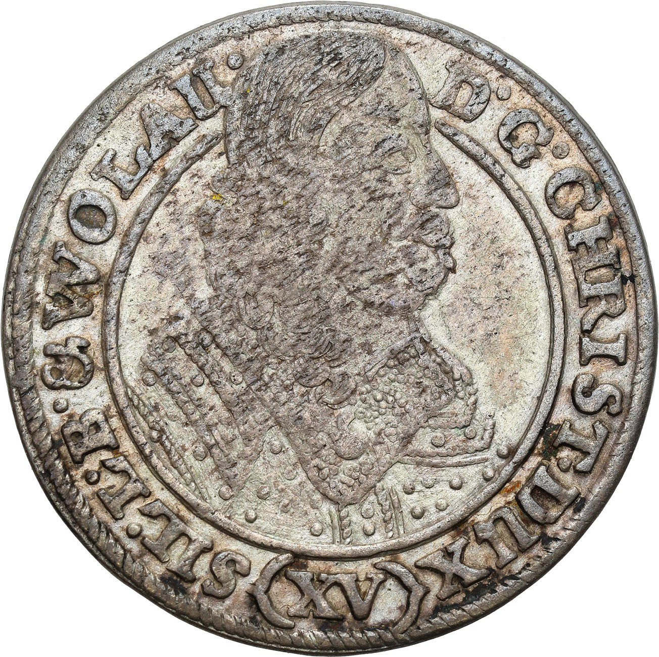 Śląsk. Księstwo Legnicko-Brzesko-Wołowskie. Krystian Wołowski (1639-1673). 15 krajcarów 1663, Brzeg