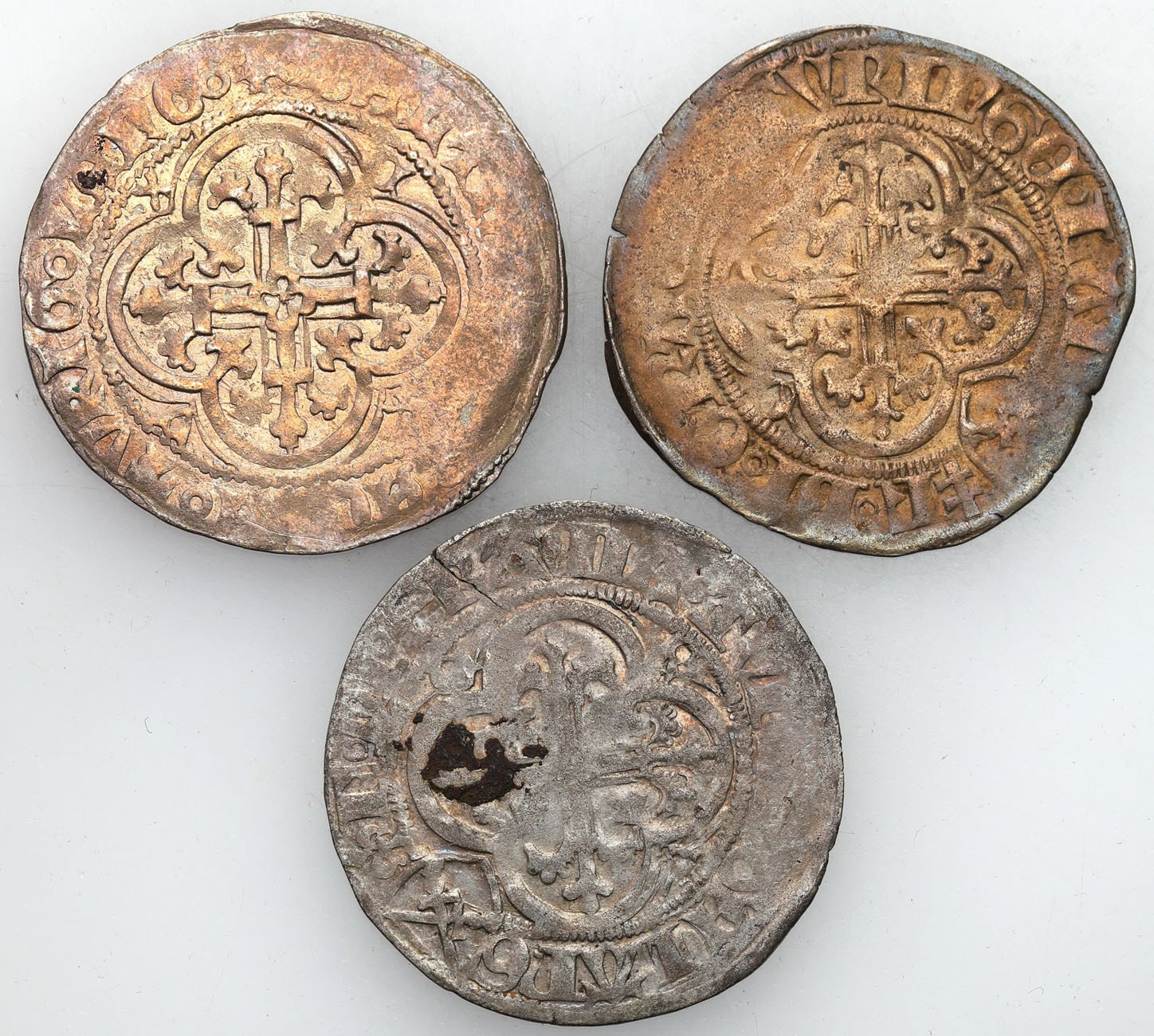 Niemcy, Miśnia. Fryderyk II (1445–1464). Grosz miśnieński 1457-1464, zestaw 3 sztuk