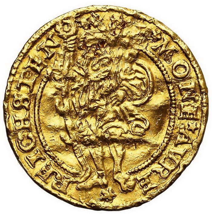 Powiązane z Polską . Śląsk. Księstwo Ziębicko – Oleśnickie. Joachim, Henryk II, Jan i Jerzy. Dukat 1543, Złoty Stok