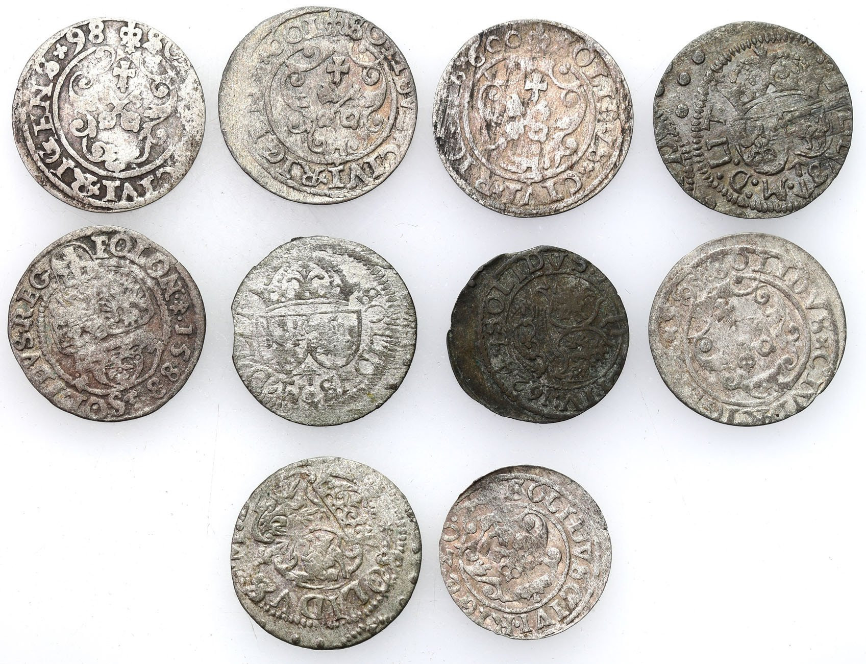 Zygmunt III Waza. Szeląg, Wilno, Ryga, Olkusz, zestaw 10 monet