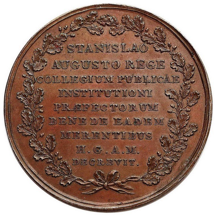 Stanisław August Poniatowski. Medal nagrodowy Komisji Edukacji Narodowej, bez daty (1774)
