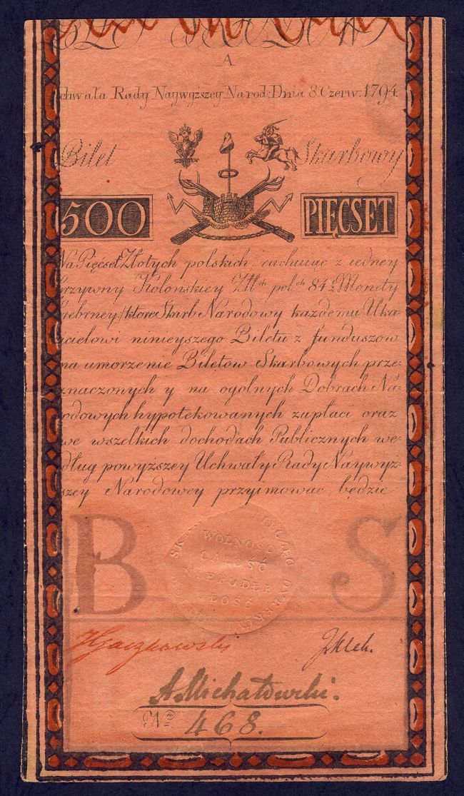 Polska, Insurekcja Kościuszkowska, 500 złotych 1794