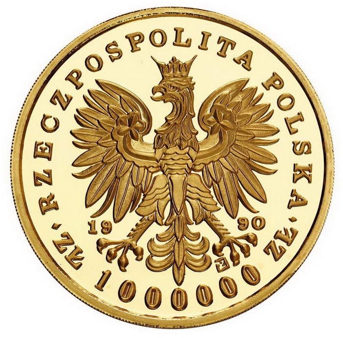 III RP 1 000 000 złotych 1990 Marszałek Piłsudski – 12 uncji Au z kolekcji Henryka Karolkiewicza