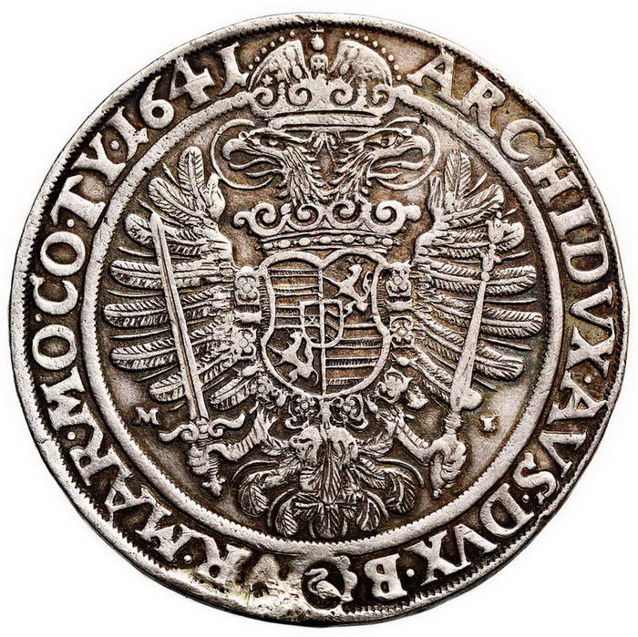 Powiązane z Polską. Śląsk pod panowaniem Habsburgów. Ferdynand III 1637-1657. Talar 1641 M-I,Wrocław