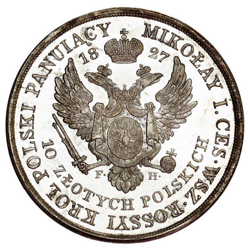 Monety XIX wiek. 10 złotych 1827, Warszawa