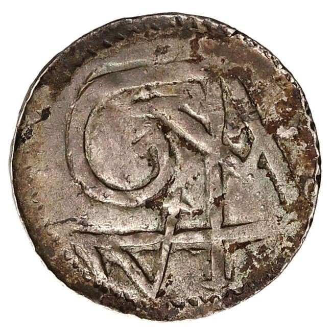 Wojewoda Sieciech Stary (1080-1100) Denar z tzw. monogramem, ok. 1090 – ok. 1098, mennica Kraków lub pobliskie dobra Toporów (Morawica?)