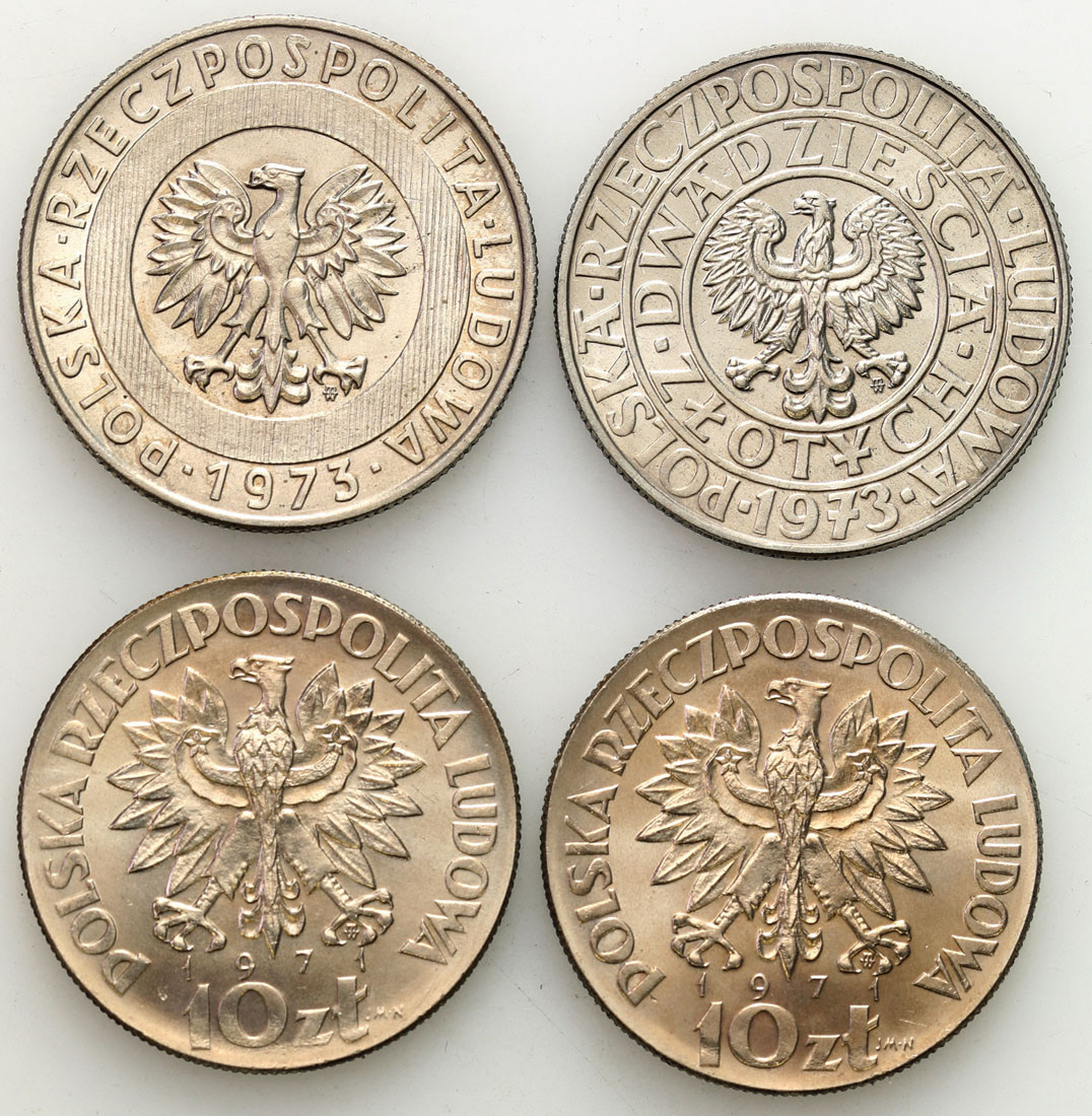 PRL. PRÓBA miedzionikiel 10-20 złotych 1971-1973, zestaw 4 monet