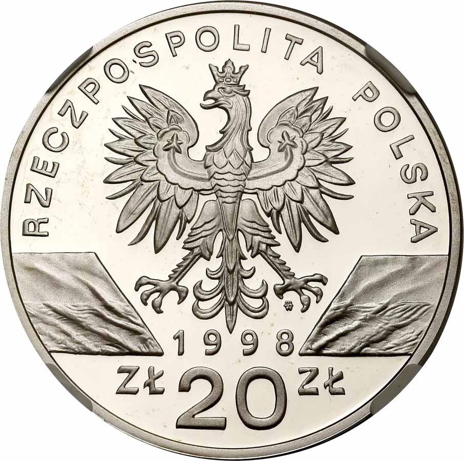 III RP. 20 złotych 1998 Ropucha Paskówka NGC PF68 ULTRA CAMEO