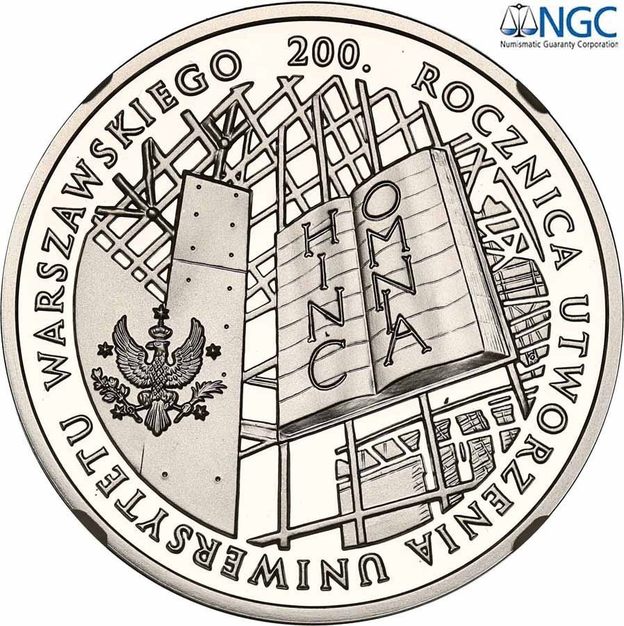 III RP. 10 złotych 2016 Uniwersytet Warszawski NGC PF70 ULTRA CAMEO (MAX)