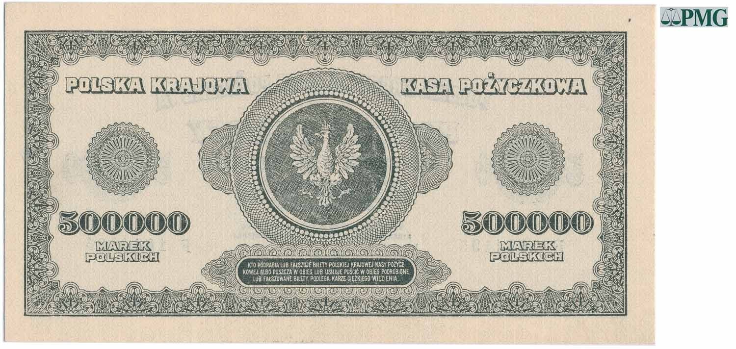 500.000 marek polskich 1923 seria F PMG 58 EPQ