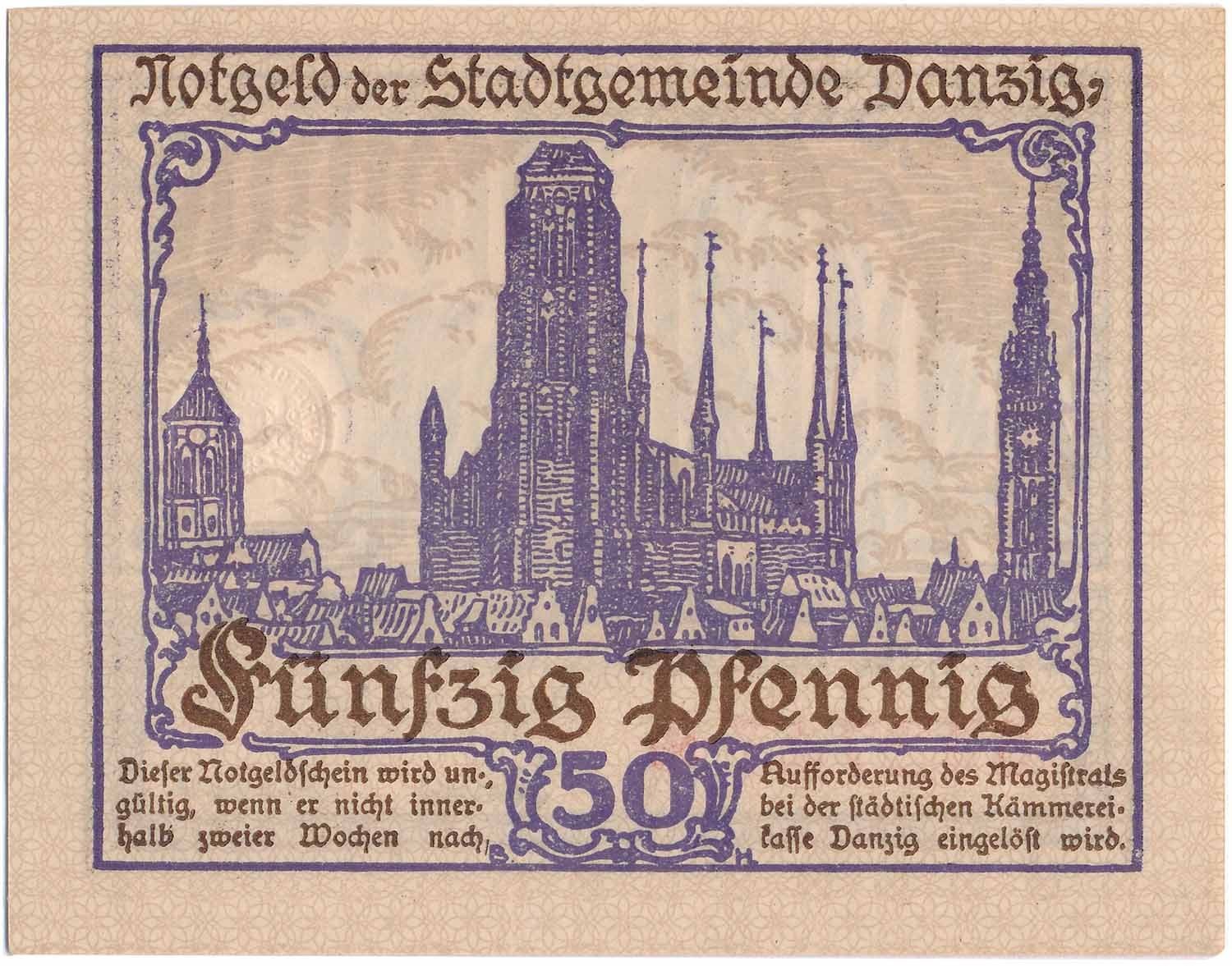 Gdańsk. 50 fenigów 1919 PMG 64 EPQ