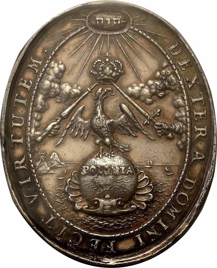 Michał Korybut Wiśniowiecki. Owalny medal koronacyjny (1669) sygnowany IH (Jan Höhn młodszy) PCGS AU55 (MAX)