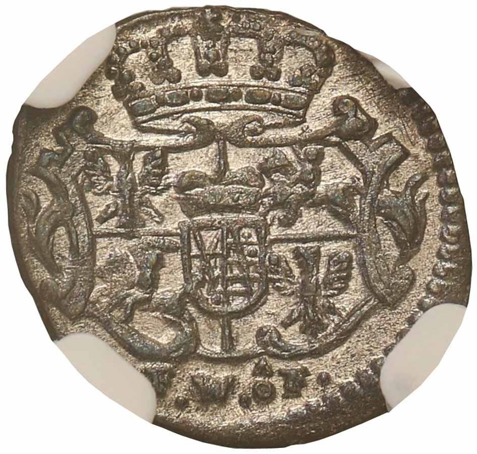 August III Sas. 1 halerz 1755, Drezno NGC MS63 (MAX)