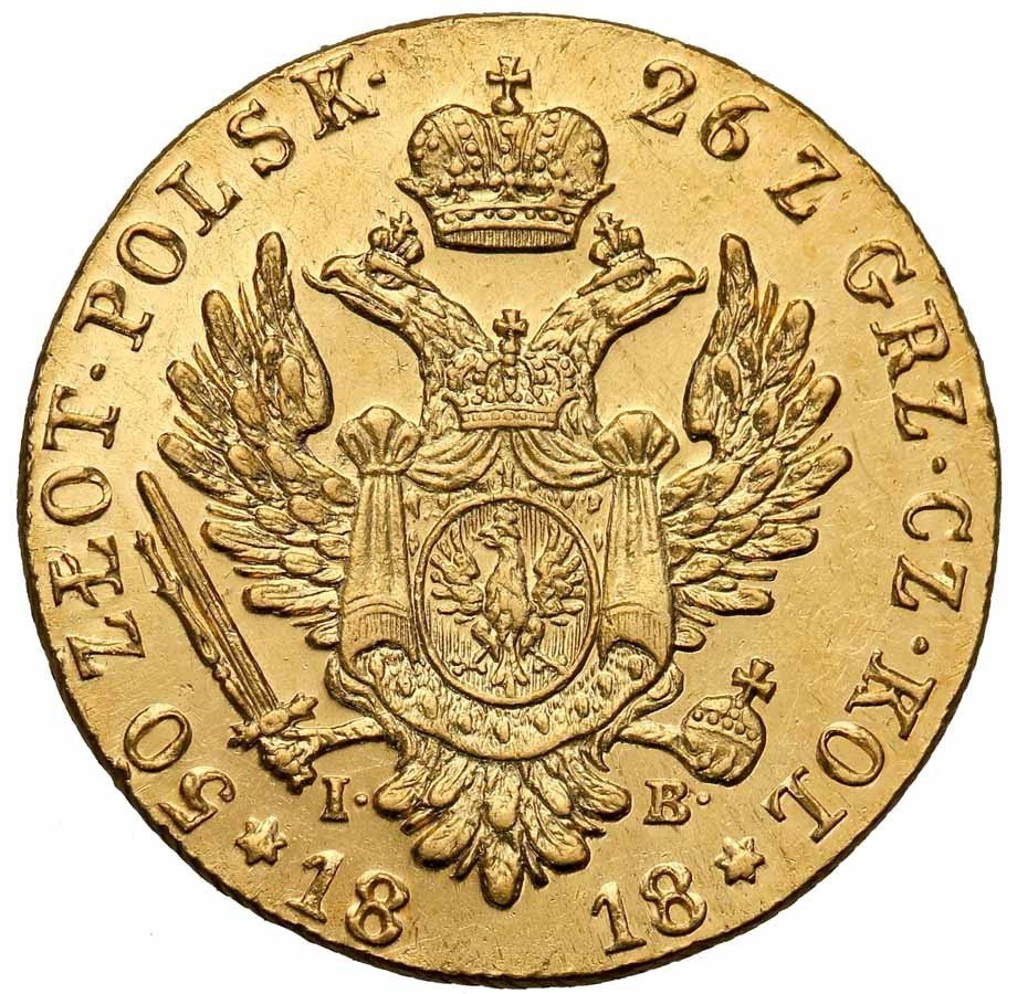 Polska XIX w. / Rosja. Aleksander I. 50 złotych 1818 IB, Warszawa PCGS AU55 (MAX)