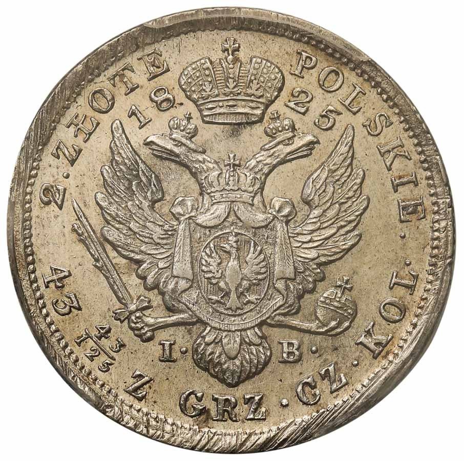 Polska XIX w. / Rosja. Aleksander I. 2 złote 1825 IB, Warszawa PCGS AU53 (MAX)