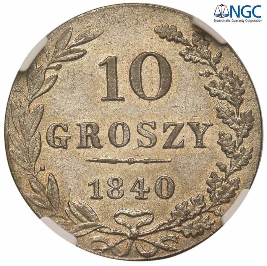 Polska XIX w. / Rosja. 10 groszy 1840 MW NGC MS65